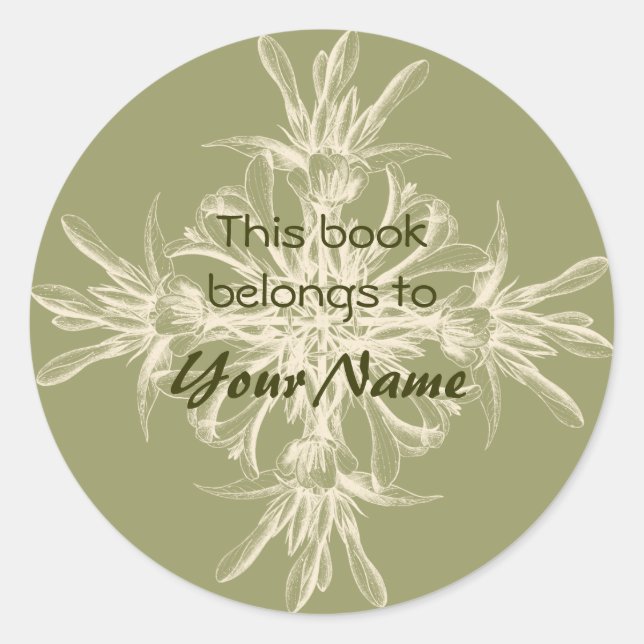 Adesivo Redondo Este Livro Pertence A Vinhetas De Flor (Frente)