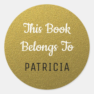Adesivo Redondo Este livro pertence ao brilho de Bookplates Gold