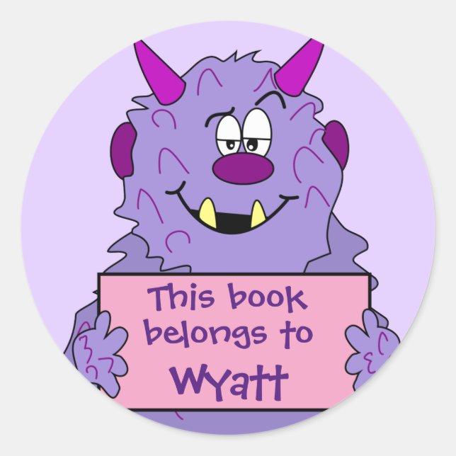 Adesivo Redondo Este Livro Pertence Ao Livro De Crianças De Monstr (Frente)