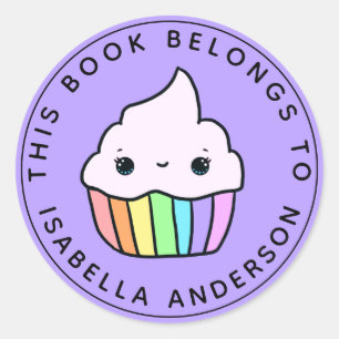 Adesivo Redondo Este Livro Pertence Ao Reservatório De Cupcakes
