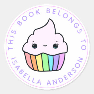 Adesivo Redondo Este Livro Pertence Ao Reservatório De Cupcakes