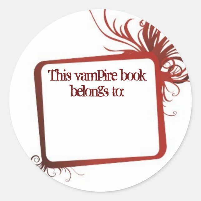 Adesivo Redondo Este livro Vampiro pertence a (Frente)