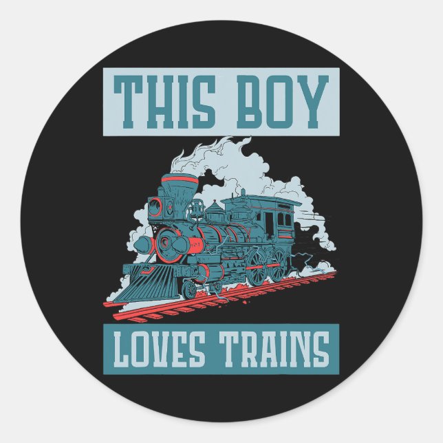 Adesivo Redondo Este Menino Adora Comboios De Vagão (Frente)