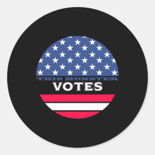 Adesivo Redondo Este Monstro Vota Anti-Trump Biden Harris 2020 Ka