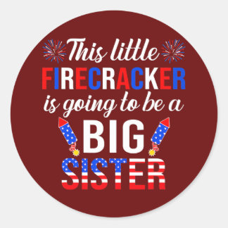 Adesivo Redondo Este Pequeno Firecracker Vai Ser Irmã Grande