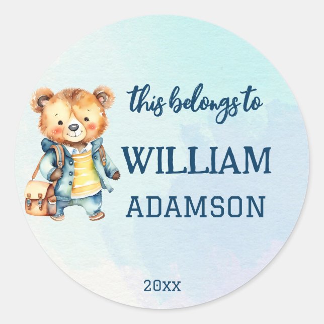 Adesivo Redondo Este pertence ao ursinho bonitinho de primeira sér (Frente)