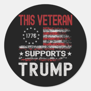Adesivo Redondo Este Veterano Apoia Trump 2024 American Flag
