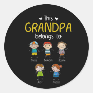 Adesivo Redondo Este Vovô Pertence À Família Bonita Personalizada