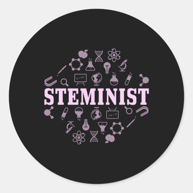 Adesivo Redondo Esteminista feminista feminista Steminist Pun (Frente)