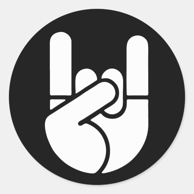 Adesivo Redondo Estêncil da mão da rocha (Frente)