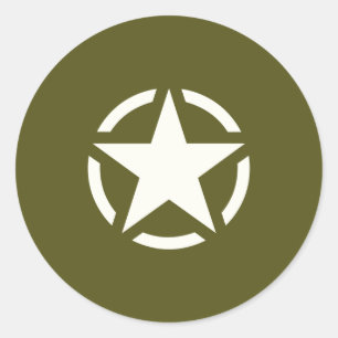 Adesivo Redondo Estêncil estrelado em Khaki Verde