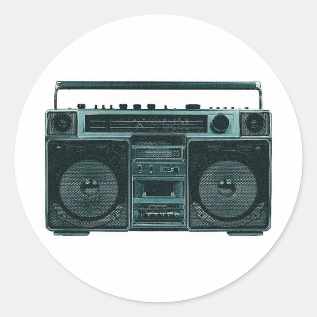 Adesivo Redondo estéreo retrô (Frente)