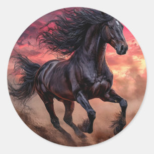 Adesivo Redondo Estética de cavalo preto
