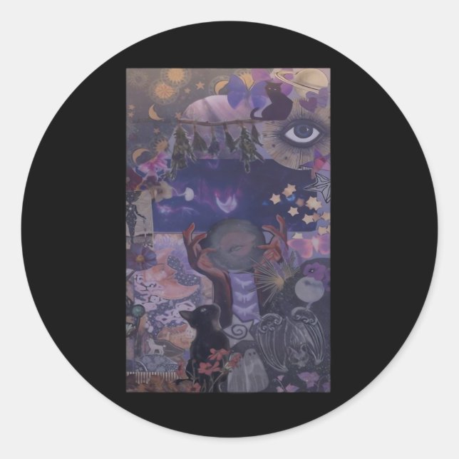 Adesivo Redondo Estética De Whimsigol Com Gatos (Frente)