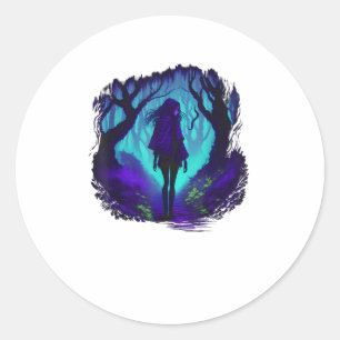 Adesivo Redondo Estética Fey Gótica Emo Goblincore Floresta Gráfic