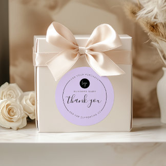 Adesivo Redondo Estética Minimalista Roxa Obrigado Círculo