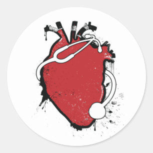 Adesivo Redondo estetoscópio anatômico do coração