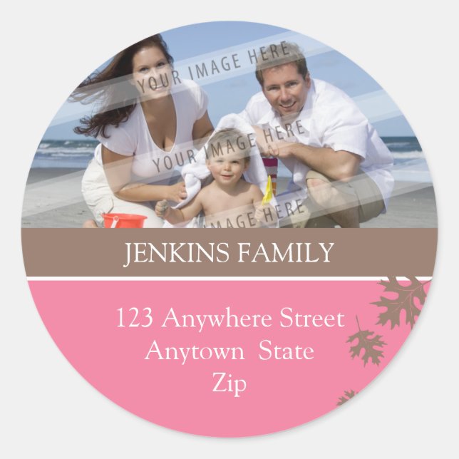 Adesivo Redondo ESTICADOR FOTOGRÁFICO PERSONALIZADO :: Folhas em q (Frente)