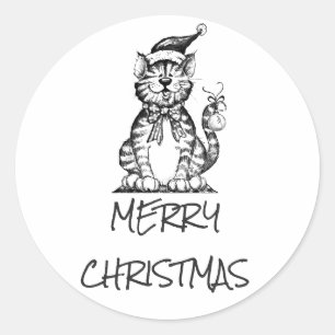 ADESIVO REDONDO ESTICADOR PARA DIZER ** MERRY NATAL** COM KITTEN