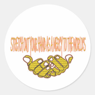 Adesivo Redondo Esticar a mão como compaixão do mundo