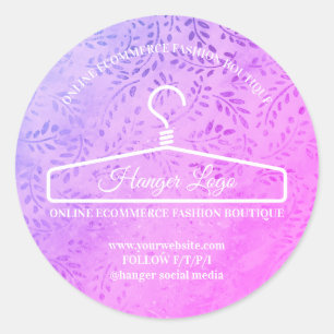 Adesivo Redondo Estilista de Moda Floral Roxa Elegante