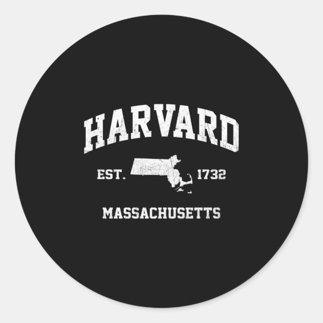 Adesivo Redondo Estilo atlético do Estado Mãe de Harvard Massachus (Frente)