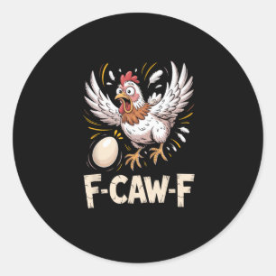 Adesivo Redondo Estilo Casual Criativo Galinha F Caw F Engraçado