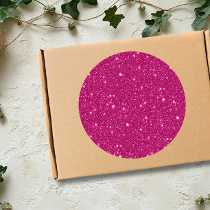 Adesivo Redondo Estilo Clássico de São Valentim Rosa Glitter