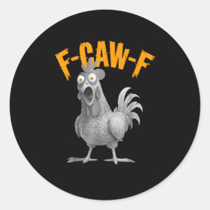 Adesivo Redondo Estilo Clássico Retro Divertido F Caw F Frango