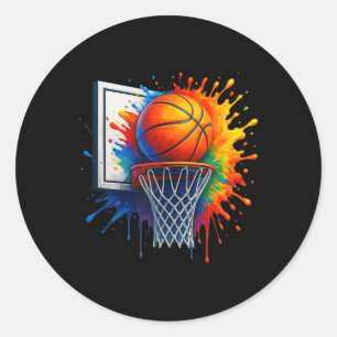 Adesivo Redondo Estilo Colorido Da Rua De Basquete Com Dri De Graf