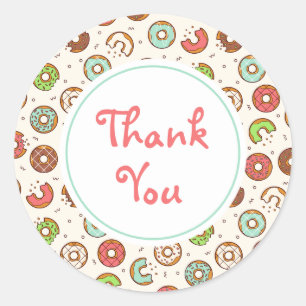 Adesivo Redondo Estilo colorido de padrão de Rosquinha retrô Obr