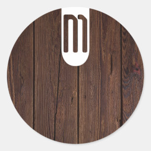 Adesivo Redondo Estilo country de madeira de madeira escuro