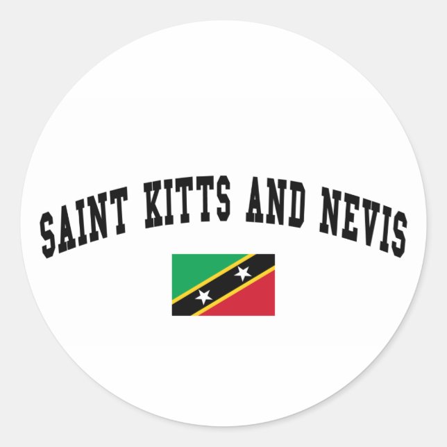 Adesivo Redondo Estilo da Faculdade de santos Kitts e Nevis (Frente)