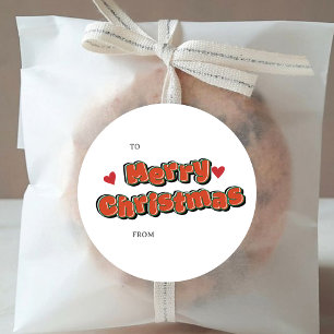 Adesivo Redondo Estilo de banda desenhada moderna Feliz Natal feli