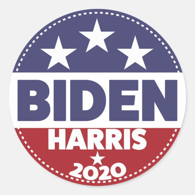 Adesivo Redondo Estilo de Botão Biden Harris 2020 (Frente)