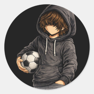 Adesivo Redondo Estilo de capuz Rock On Futebol Péll