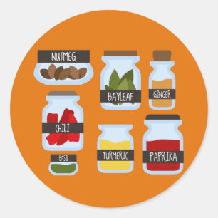 Adesivo Redondo Estilo de cozinhar de potes coloridos