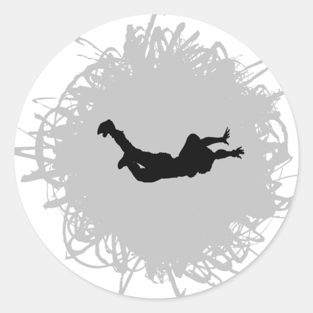 Adesivo Redondo Estilo de Escrivação do Skydiving (Frente)