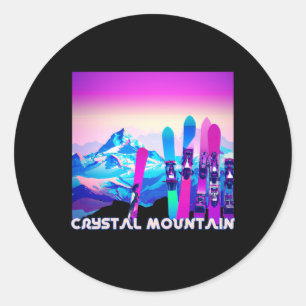 Adesivo Redondo Estilo De Esqui Retro De anos 80 Crystal Mountain 