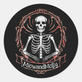 Adesivo Redondo Estilo de Gótico do Skeleton