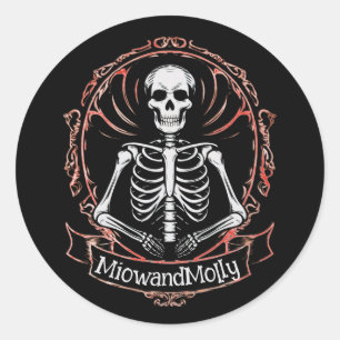 Adesivo Redondo Estilo de Gótico do Skeleton