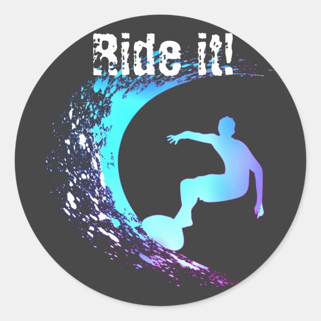 Adesivo Redondo Estilo de Grafite de Surfer (Frente)