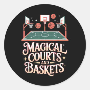 Adesivo Redondo Estilo de Jogo Magic Draft da Corte de Basquete Fa