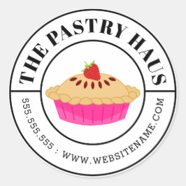 Adesivo Redondo Estilo de Morango Elegante e Texto Curvo