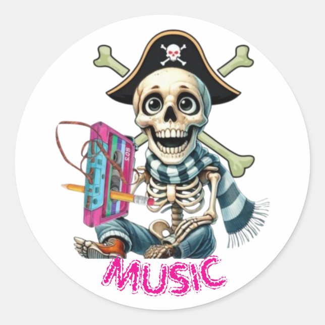 ADESIVO REDONDO ESTILO DE MÚSICA (Frente)