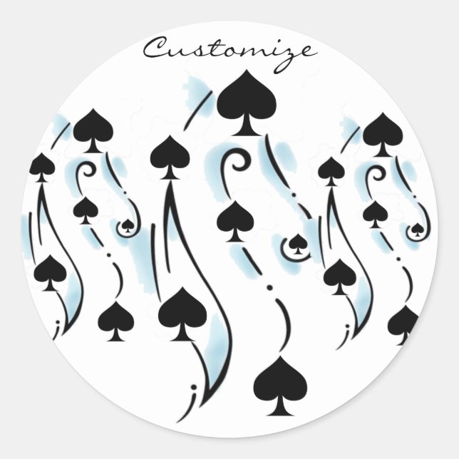 Adesivo Redondo Estilo de Tatuagem de Espadas Negras Estilo Thunde (Frente)