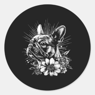 Adesivo Redondo Estilo de Tatuagem do Sobrelogue do Cão-Bulgue Fra