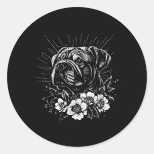 Adesivo Redondo Estilo de Tatuagem Lover Buldogue Retroativo Cacho