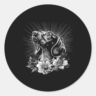 Adesivo Redondo Estilo de Tatuagem Lover Dachshund Retro Cog