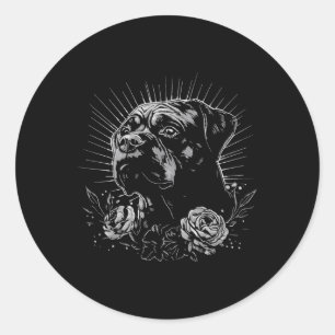 Adesivo Redondo Estilo de Tatuagem Lover Rottweiler Cão Retroativo